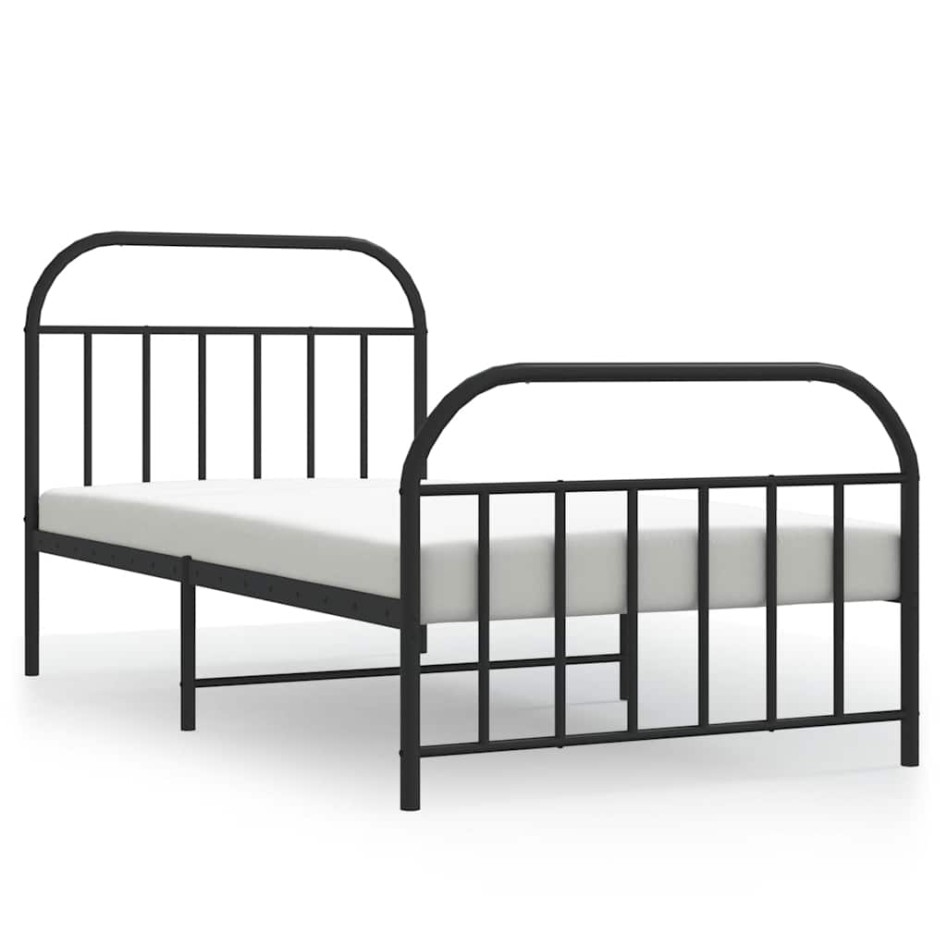 Estructura cama sin colchón con estribo metal negro 100x200
