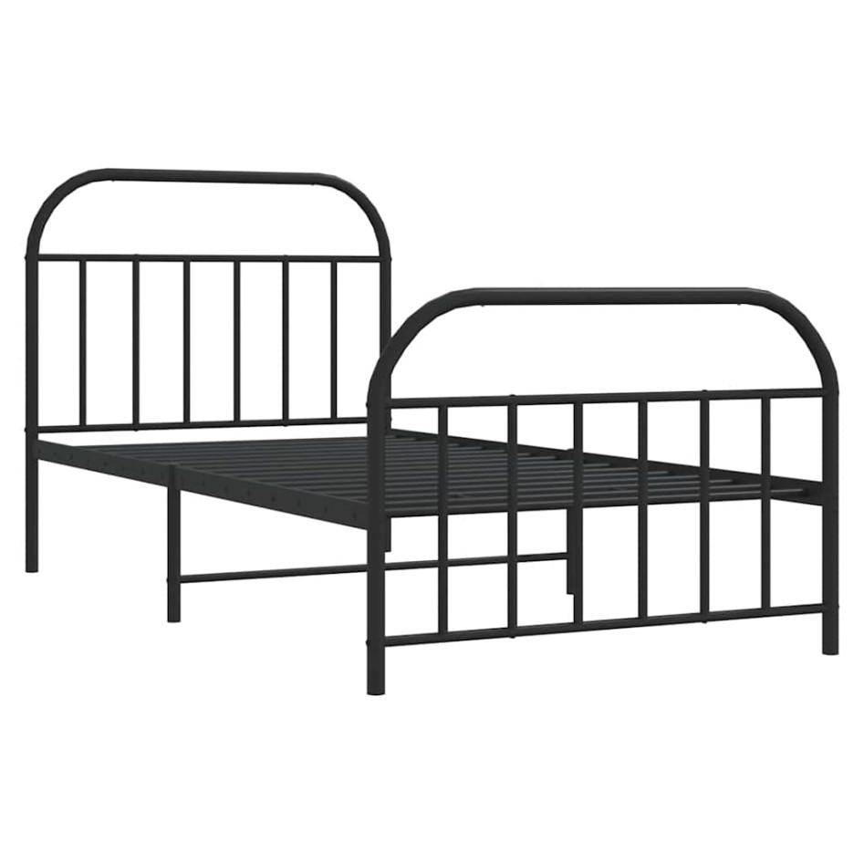 Estructura cama sin colchón con estribo metal negro 100x200