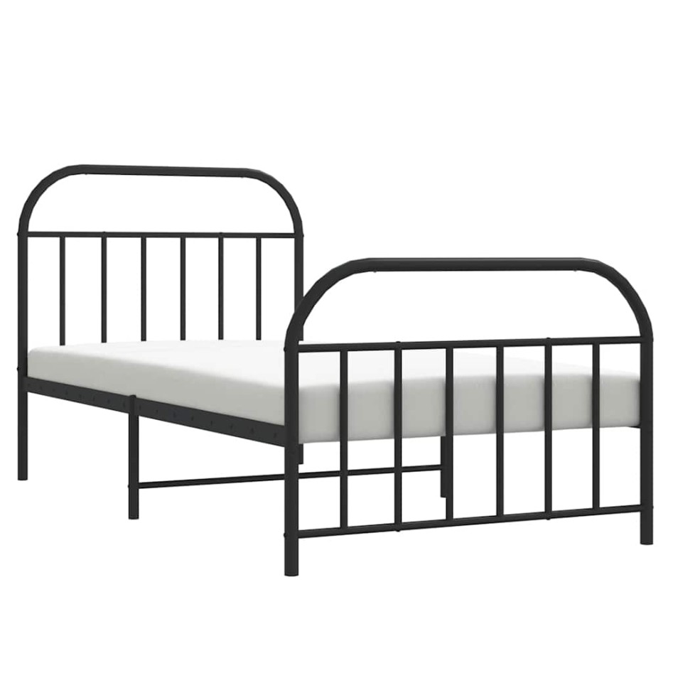 Estructura cama sin colchón con estribo metal negro 100x200