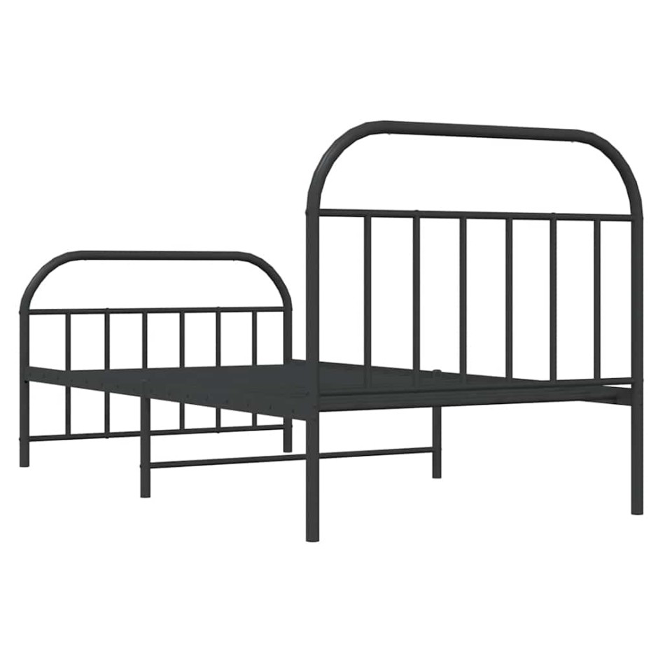 Estructura cama sin colchón con estribo metal negro 100x200