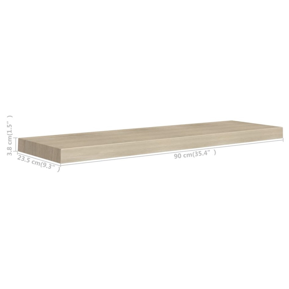 Estantes flotantes de pared 4 uds MDF roble 90x23,5x3,8