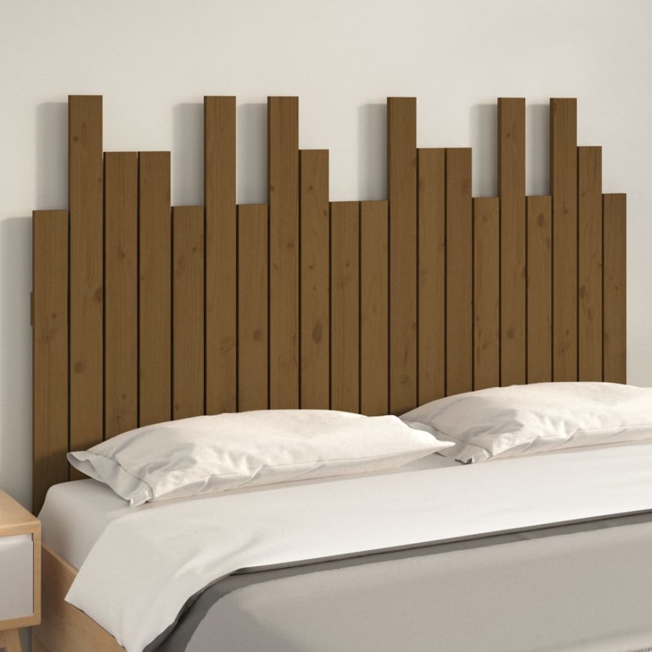 Cabecero cama pared madera maciza pino marrón miel