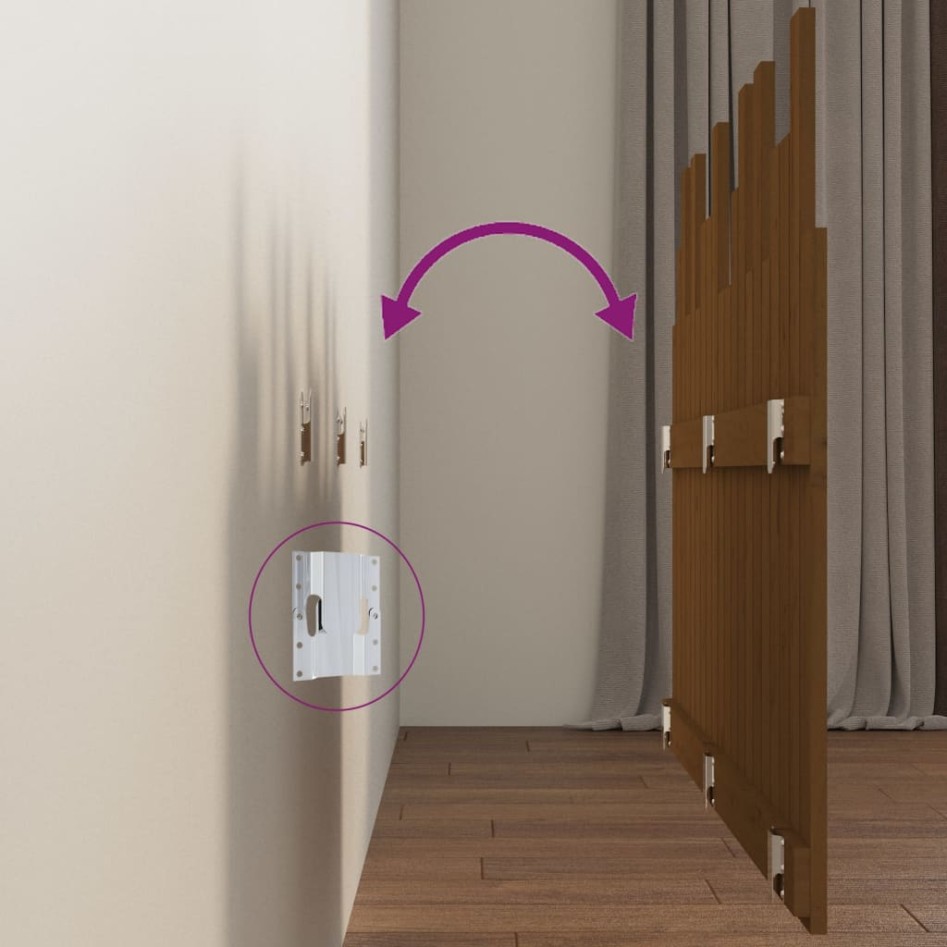 Cabecero cama pared madera maciza pino marrón miel