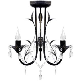 Lámpara de araña, candelabro negro estilo Art Nouveau, 3 x