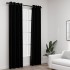 Cortinas opacas con ojales look de lino 2 pzas negro 140x245