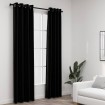 Cortinas opacas con ojales look de lino 2 pzas negro 140x245 cm