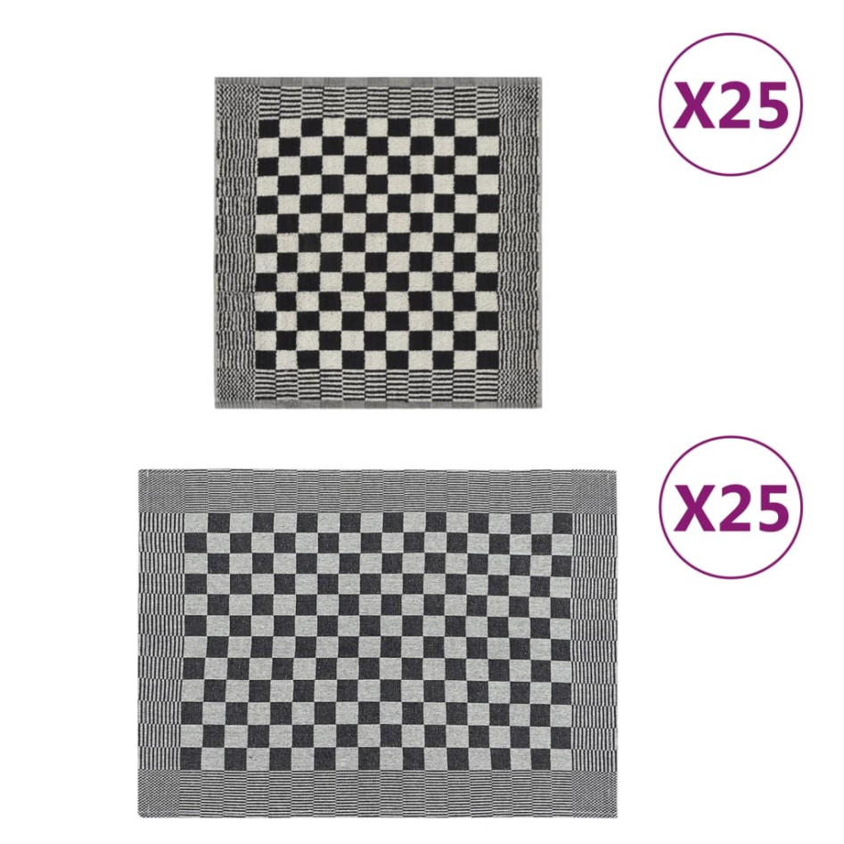 Juego de paños 50 unidades algodón negro y