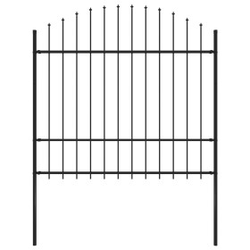 Valla de jardín con puntas acero negro (1,5-1,75)x1,7