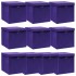 Cajas de almacenaje con tapas 10 uds tela morado 32x32x32