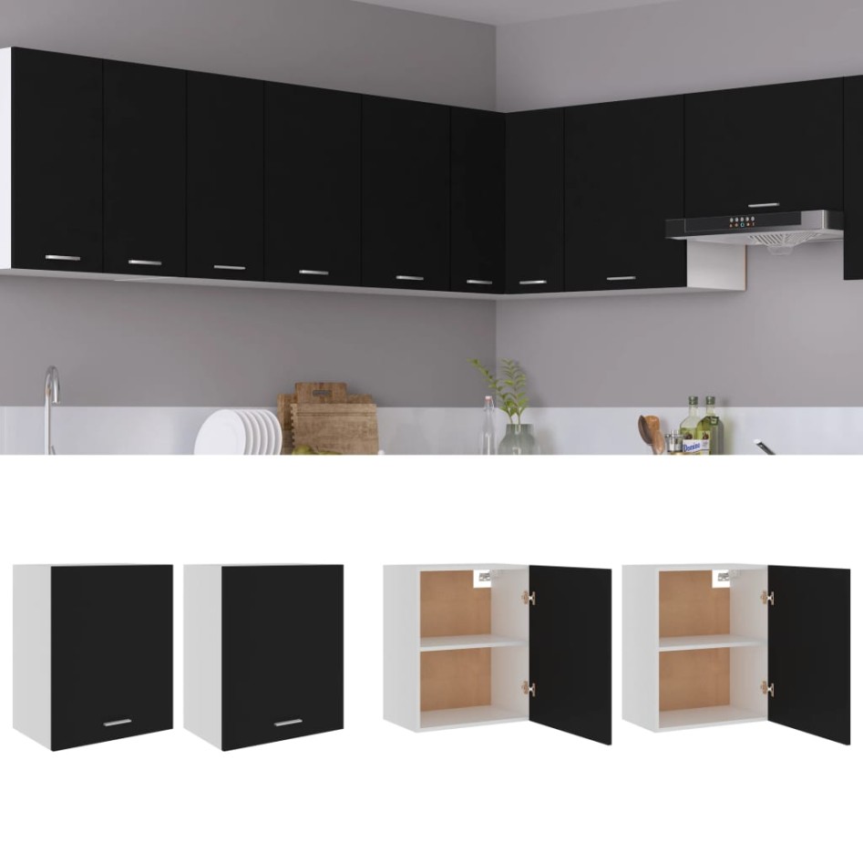 Armarios colgantes 2 uds madera contrachapada negro 50x31x60