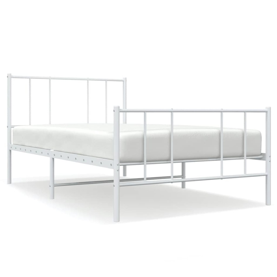 Estructura cama sin colchón con estribo metal blanco 100x190