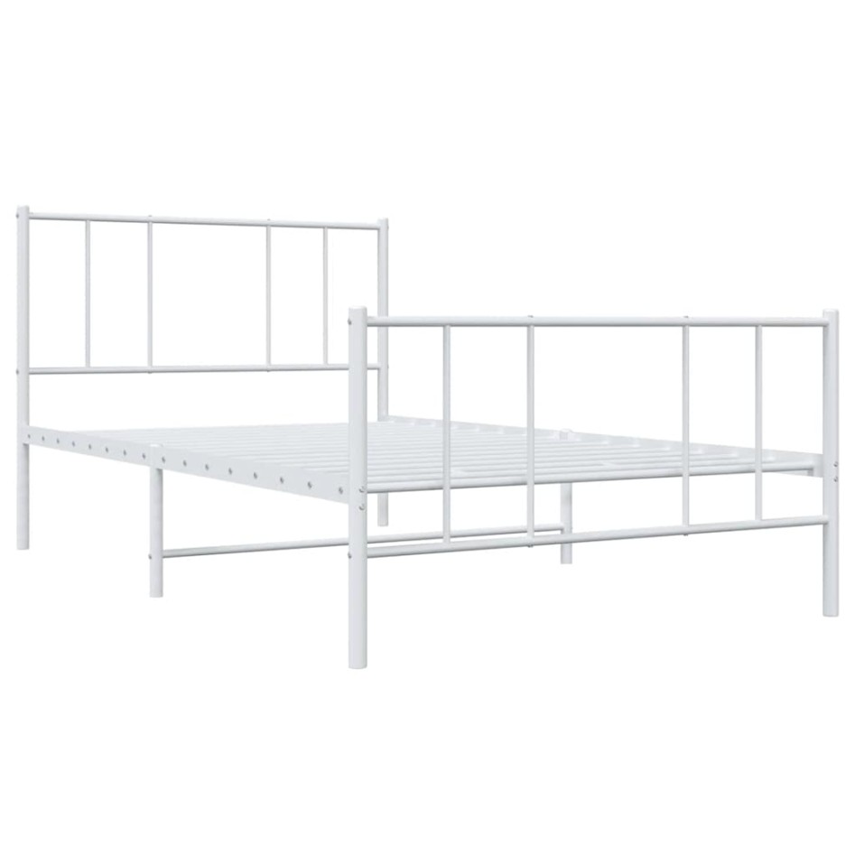 Estructura cama sin colchón con estribo metal blanco 100x190