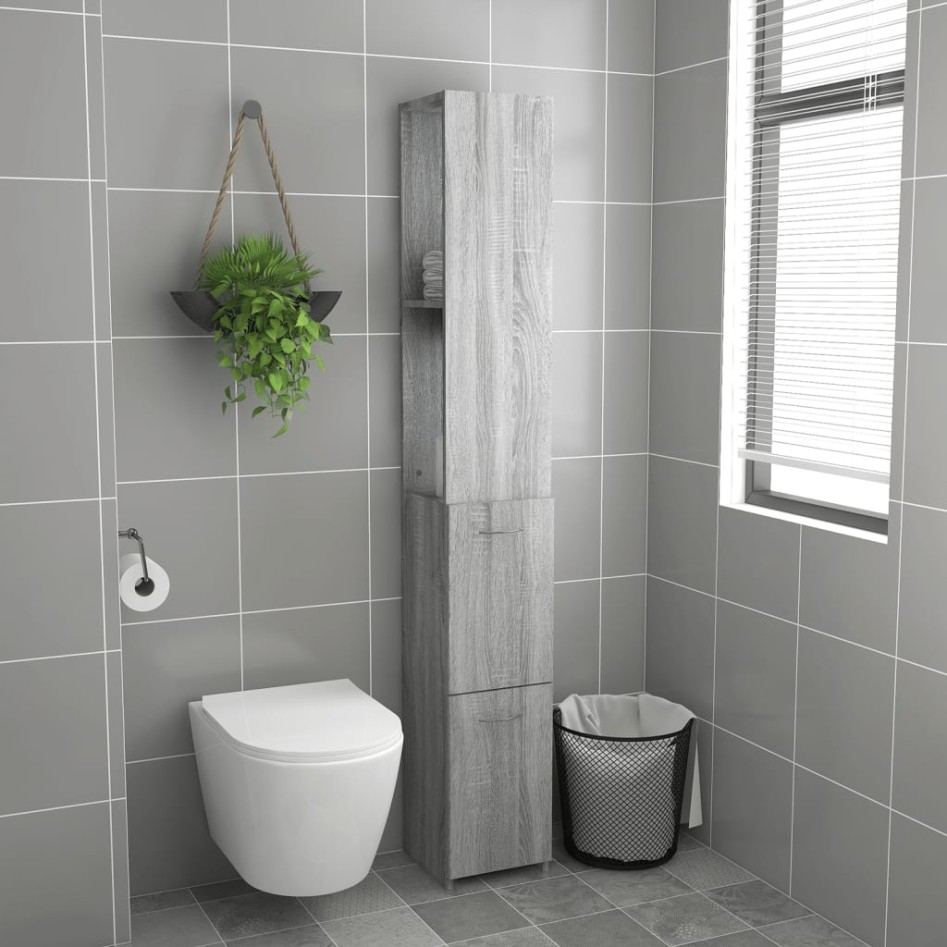 Mueble de baño madera de ingeniería gris Sonoma 25x26,5x170