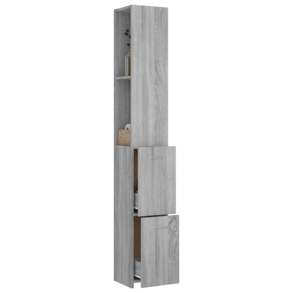 Mueble de baño madera de ingeniería gris Sonoma 25x26,5x170