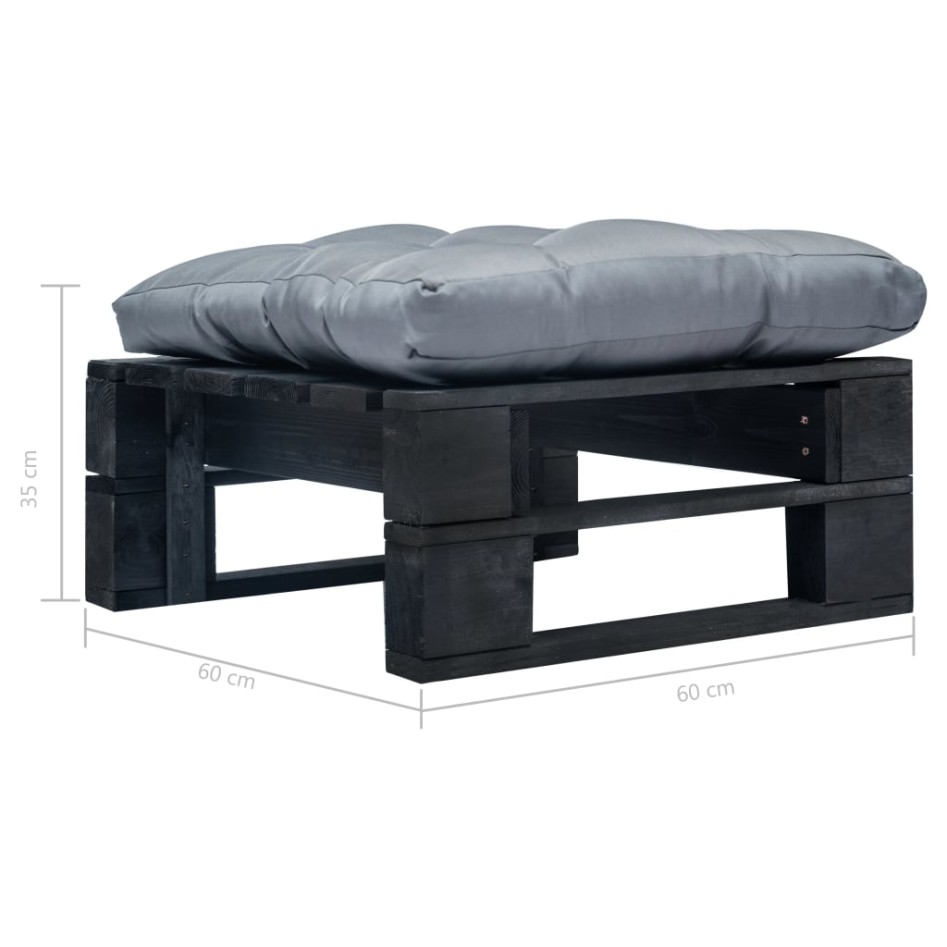 Otomana de palets de jardín con cojín gris madera