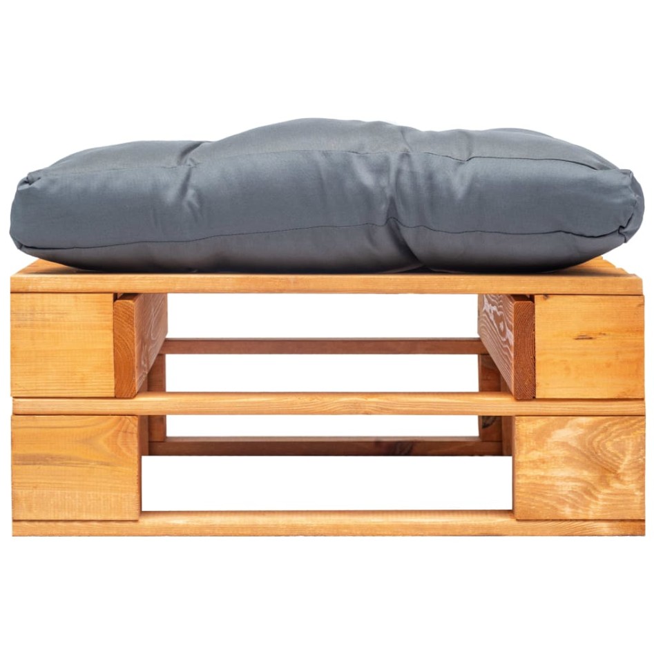 Otomana de palets de jardín con cojín gris madera marrón
