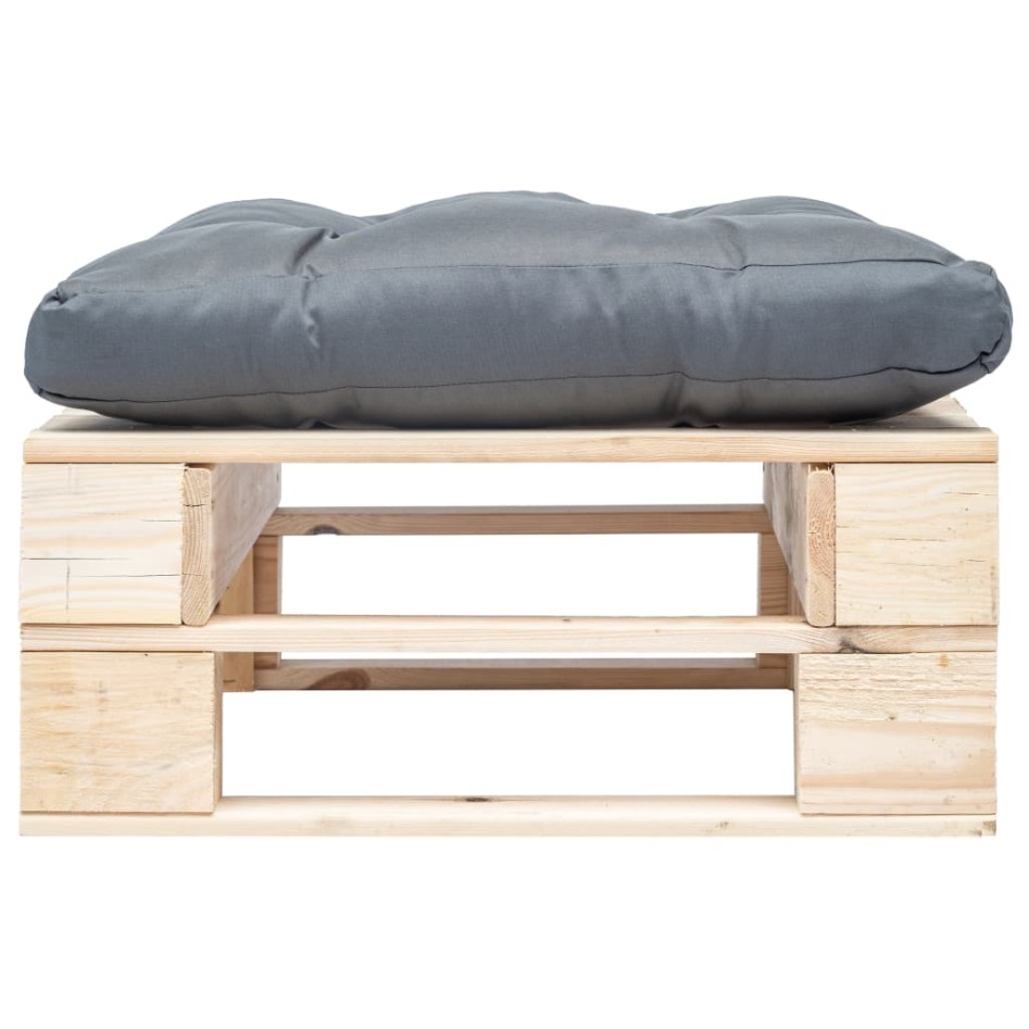 Otomana de palets de jardín con cojín gris madera