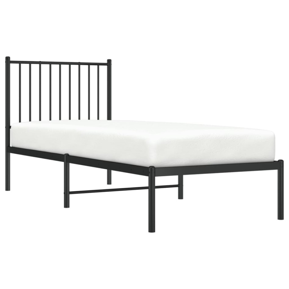 Estructura cama sin colchón con cabecero metal negro 80x200