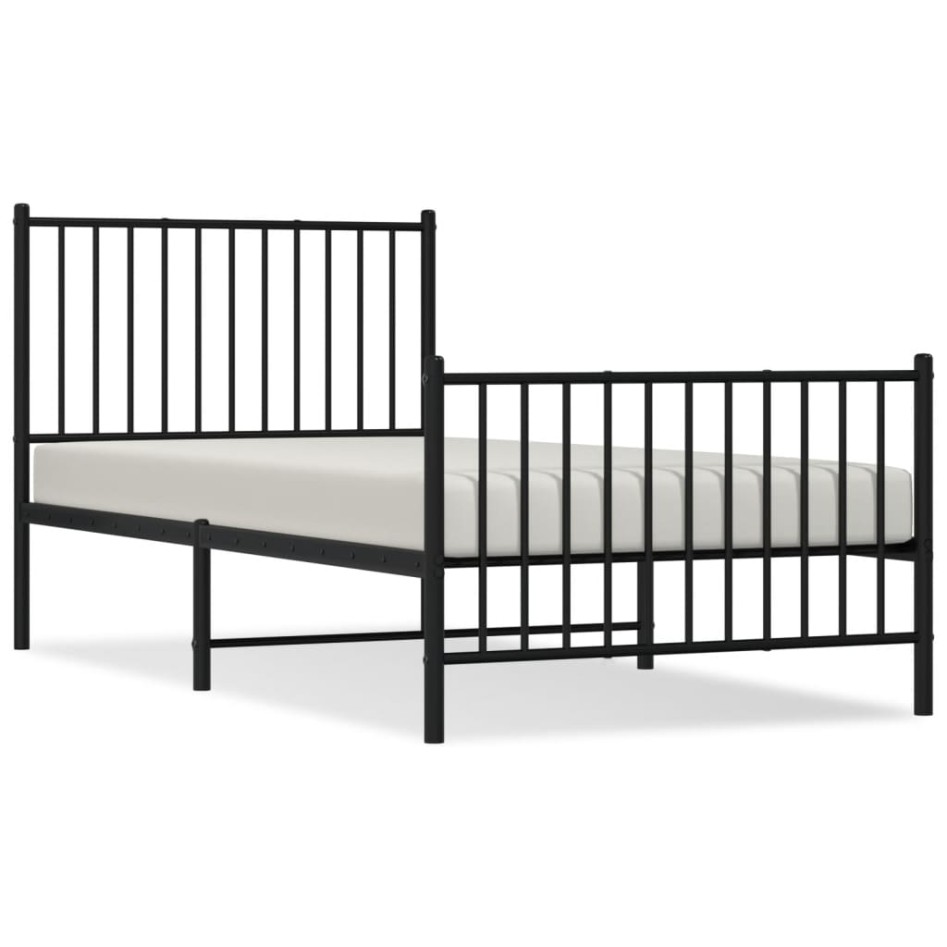 Estructura cama sin colchón con estribo metal negro 90x190