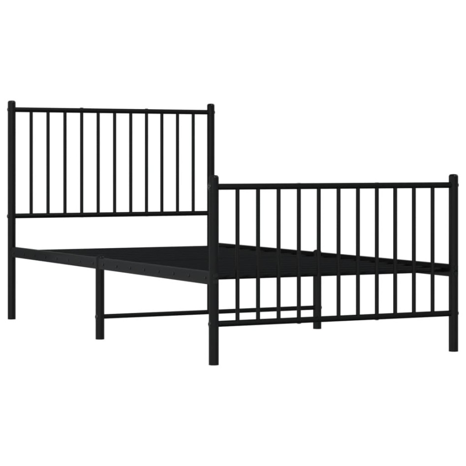 Estructura cama sin colchón con estribo metal negro 90x190