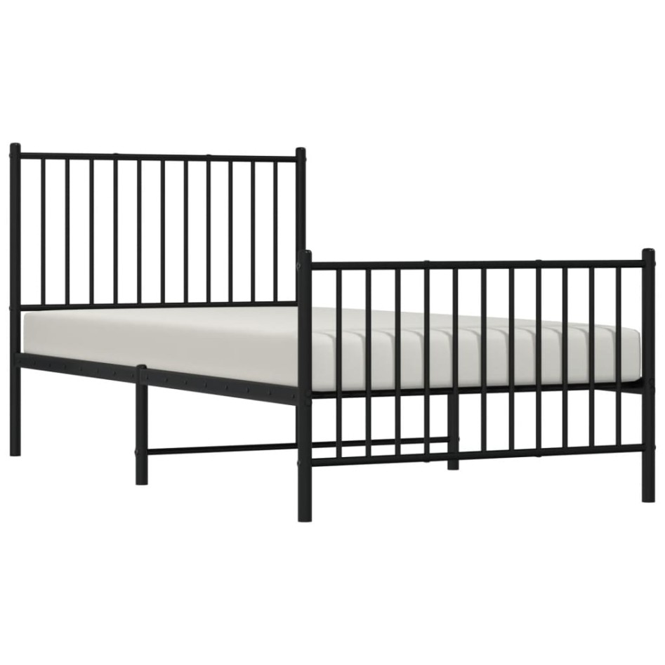 Estructura cama sin colchón con estribo metal negro 90x190