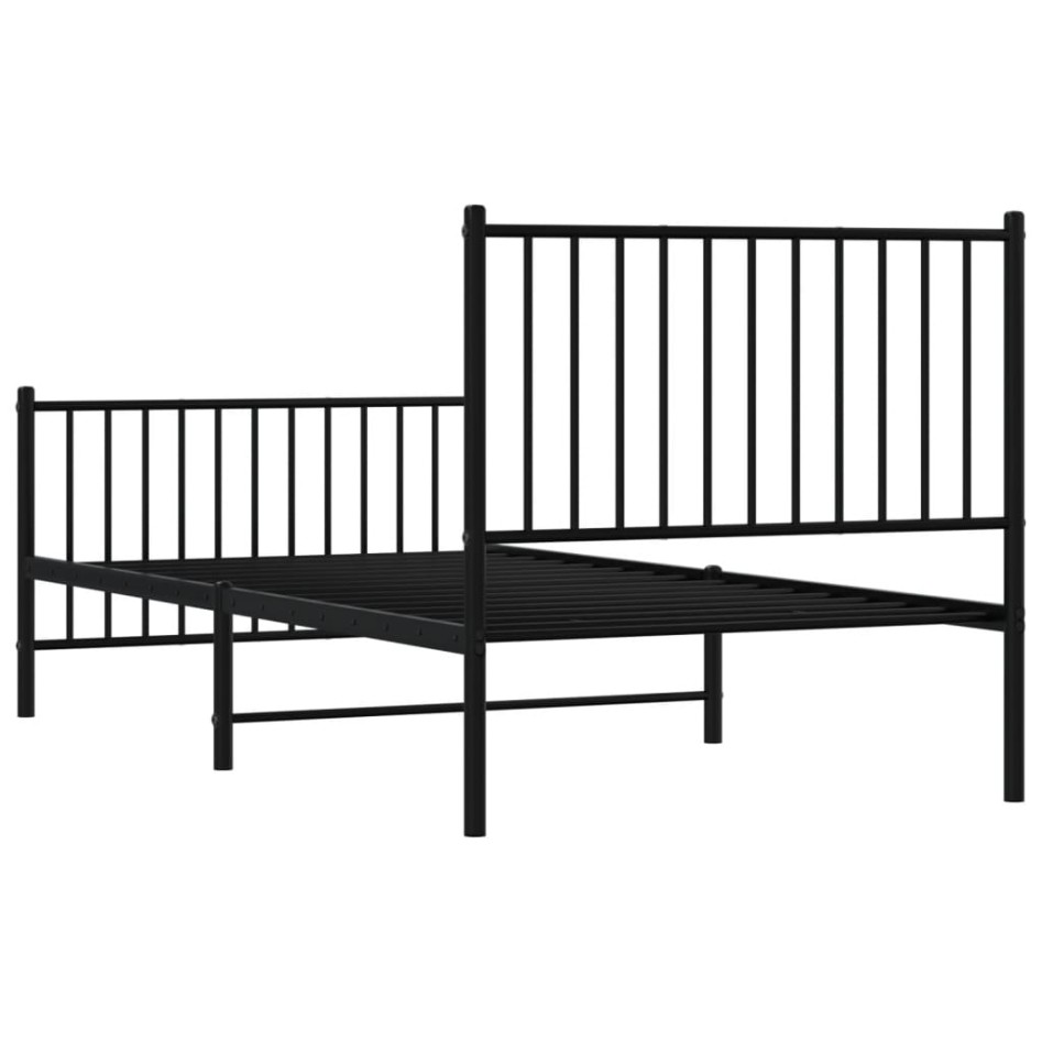 Estructura cama sin colchón con estribo metal negro 90x190