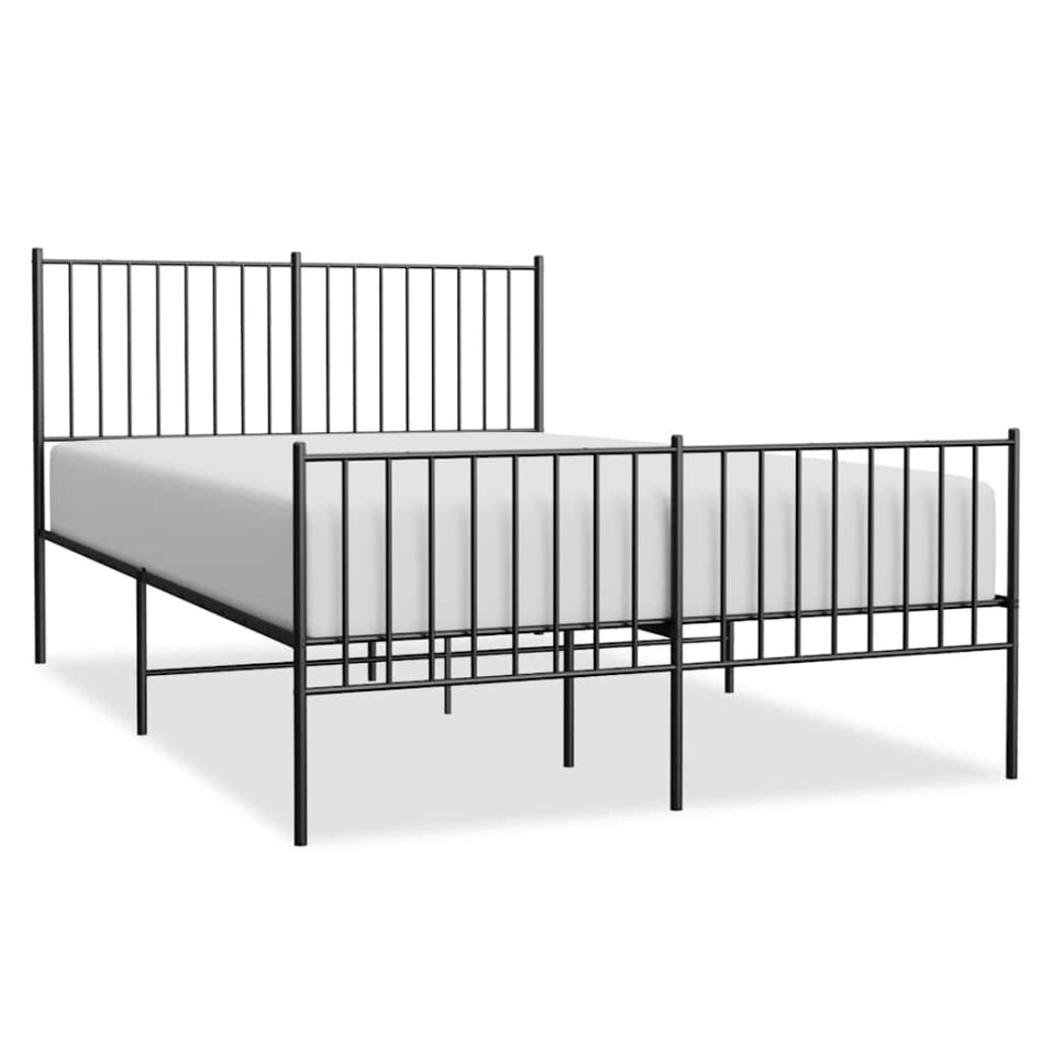 Estructura cama sin colchón con estribo metal negro 135x190