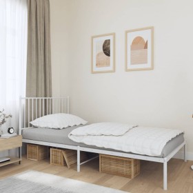 Estructura cama sin colchón con cabecero metal blanco