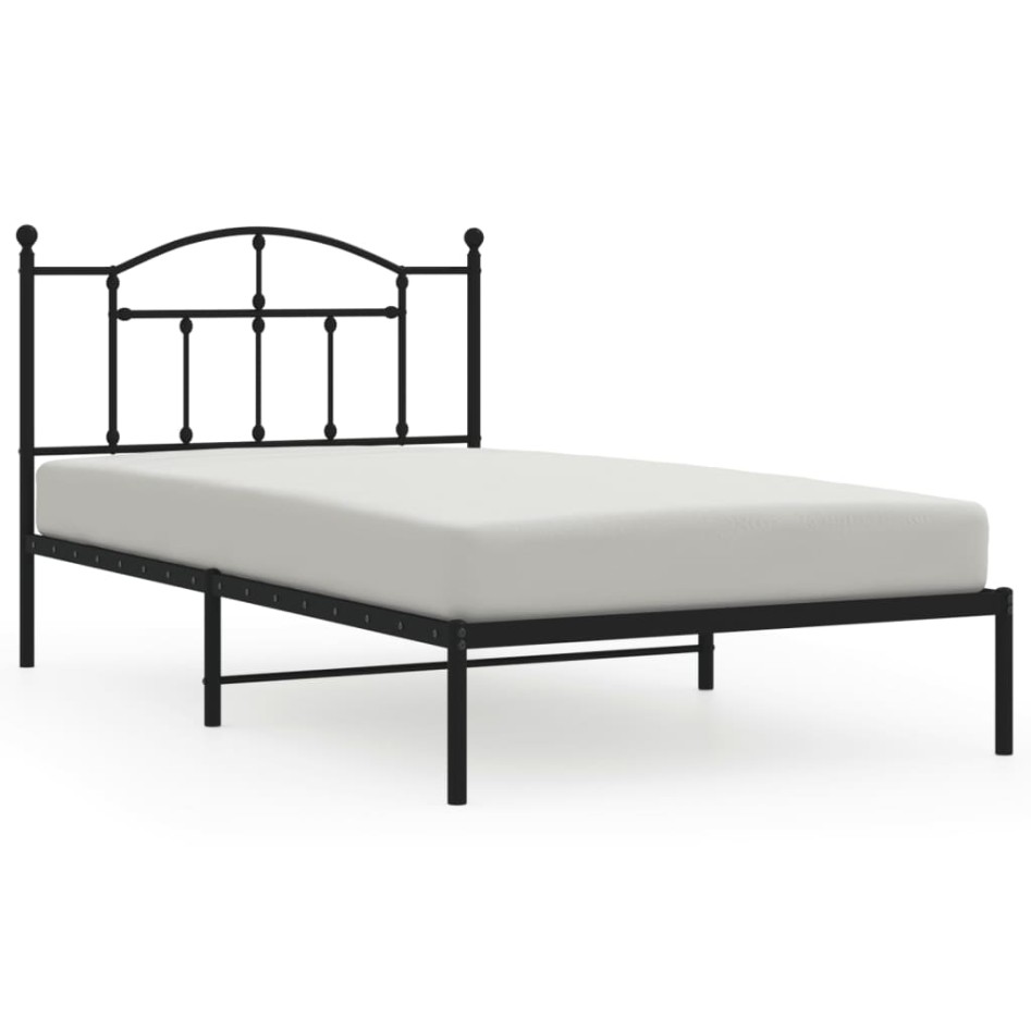 Estructura cama sin colchón con cabecero metal negro 107x203