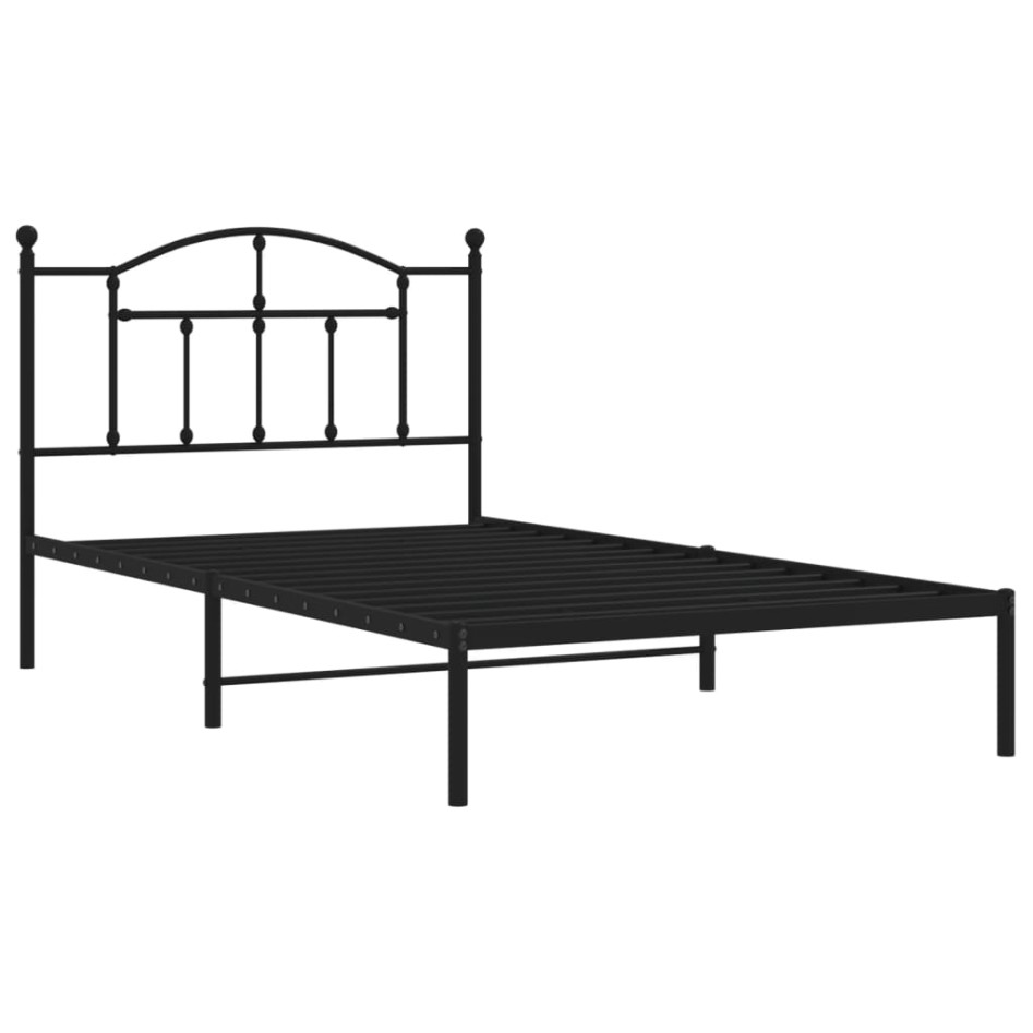 Estructura cama sin colchón con cabecero metal negro 107x203
