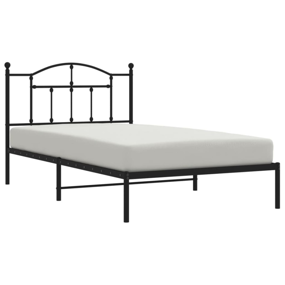 Estructura cama sin colchón con cabecero metal negro 107x203