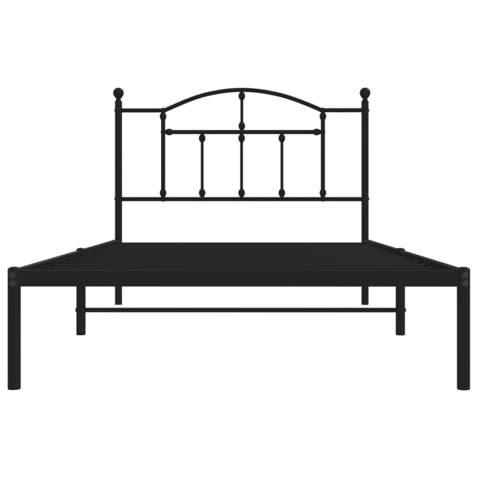 Estructura cama sin colchón con cabecero metal negro 107x203