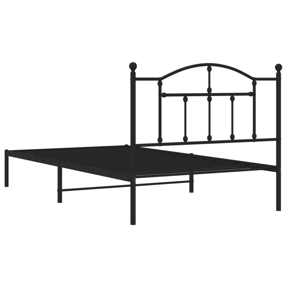 Estructura cama sin colchón con cabecero metal negro 107x203