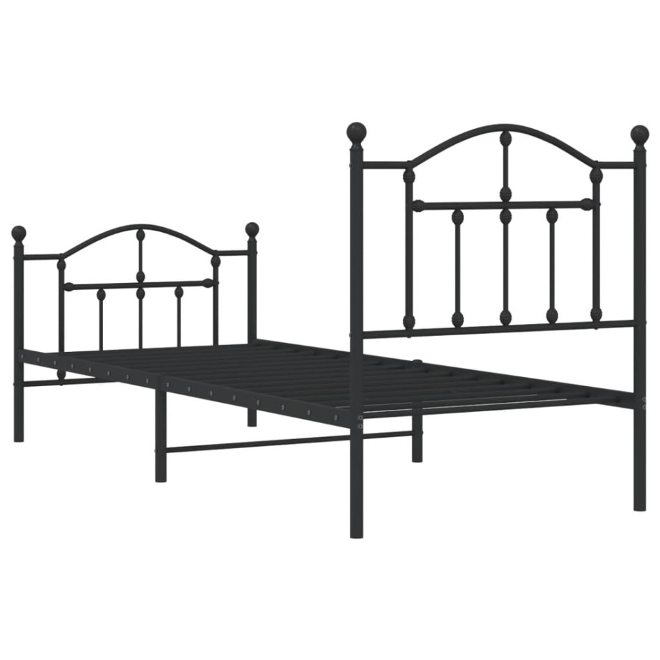 Estructura cama sin colchón con estribo metal negro 90x190