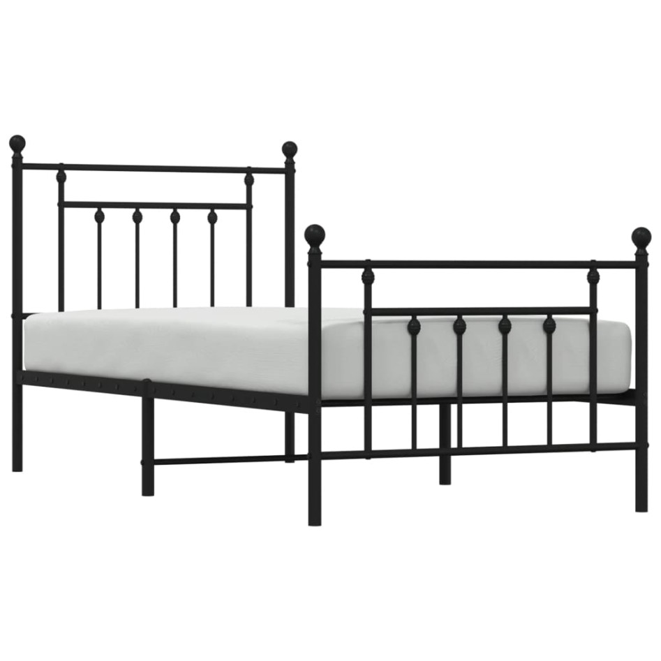 Estructura cama sin colchón con estribo metal negro 90x190