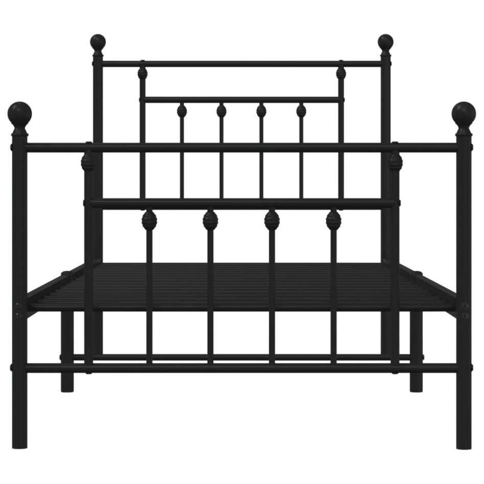 Estructura cama sin colchón con estribo metal negro 90x190