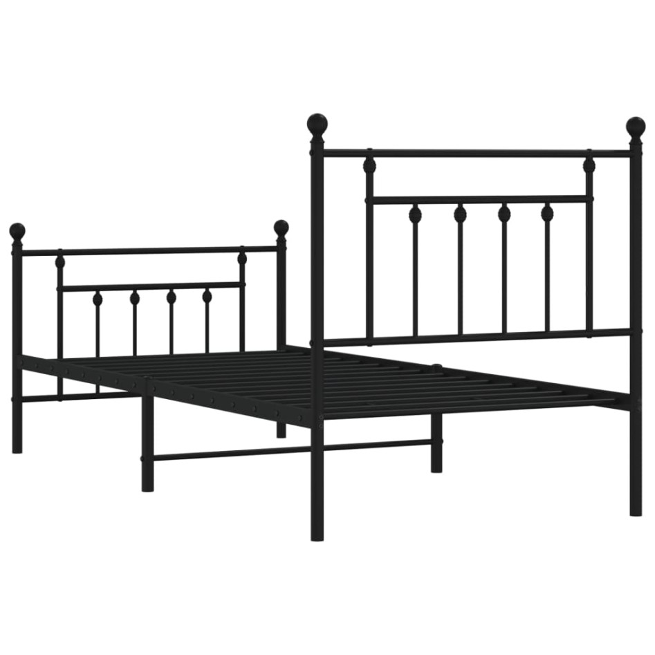 Estructura cama sin colchón con estribo metal negro 90x190