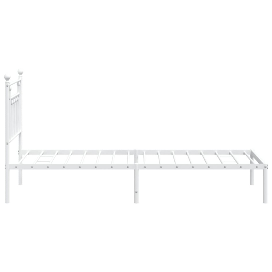 Estructura cama sin colchón con cabecero metal blanco 90x200