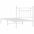 Estructura cama sin colchón con cabecero metal blanco 90x200