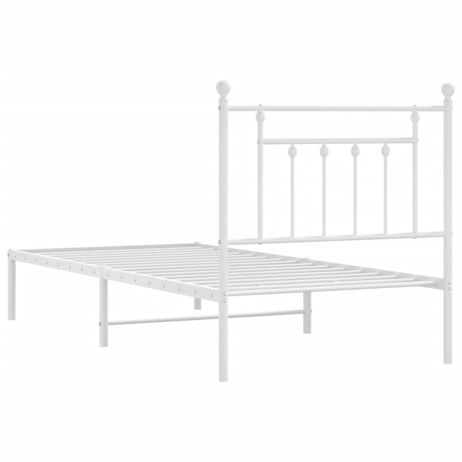 Estructura cama sin colchón con cabecero metal blanco 90x200