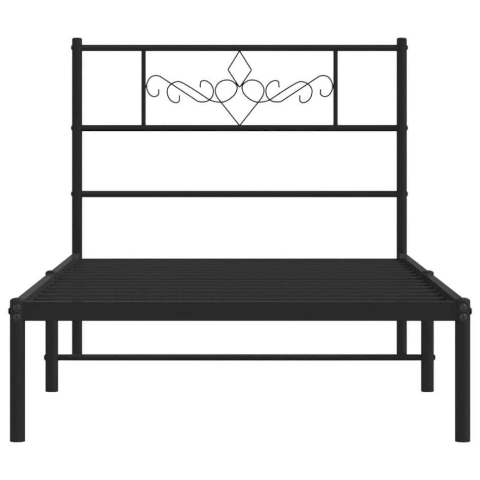 Estructura cama sin colchón con cabecero metal negro 90x200