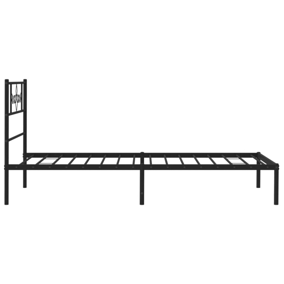 Estructura cama sin colchón con cabecero metal negro 90x200