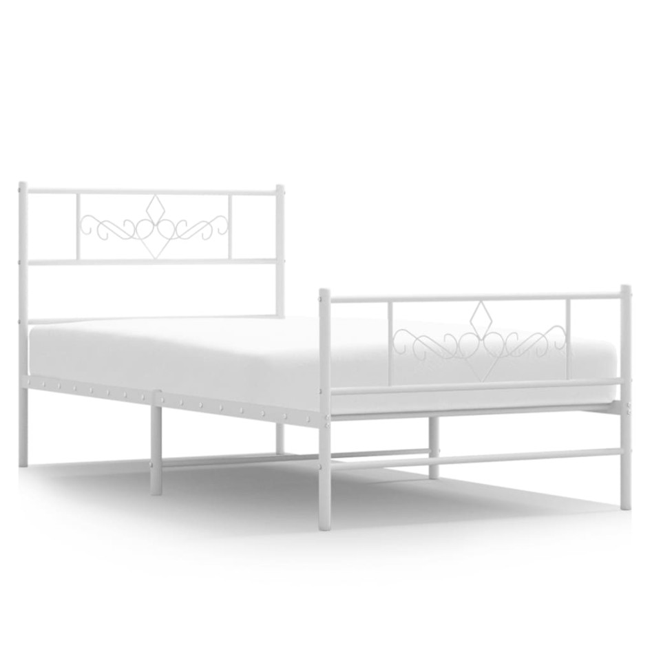 Estructura cama sin colchón con estribo metal blanco 90x200