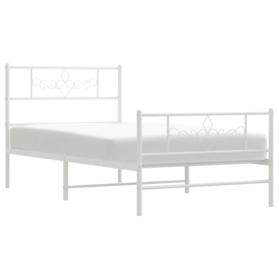 Estructura cama sin colchón con estribo metal blanco 90x200