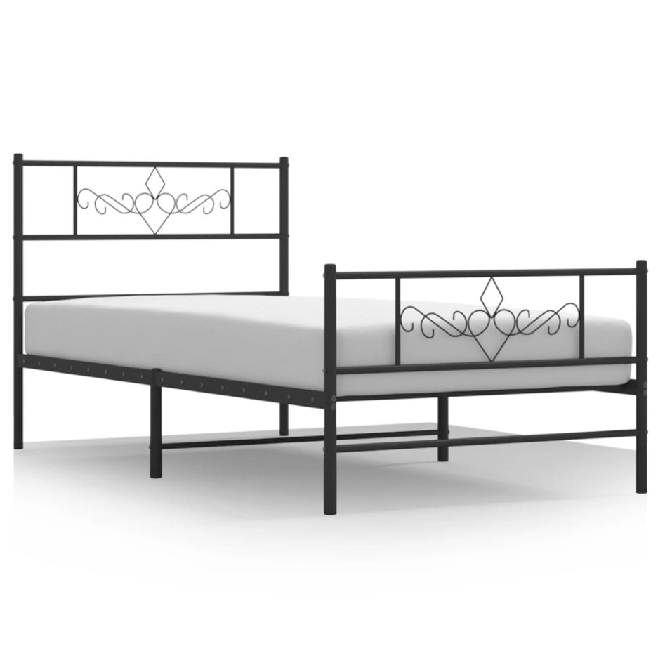 Estructura cama sin colchón con estribo metal negro 80x200