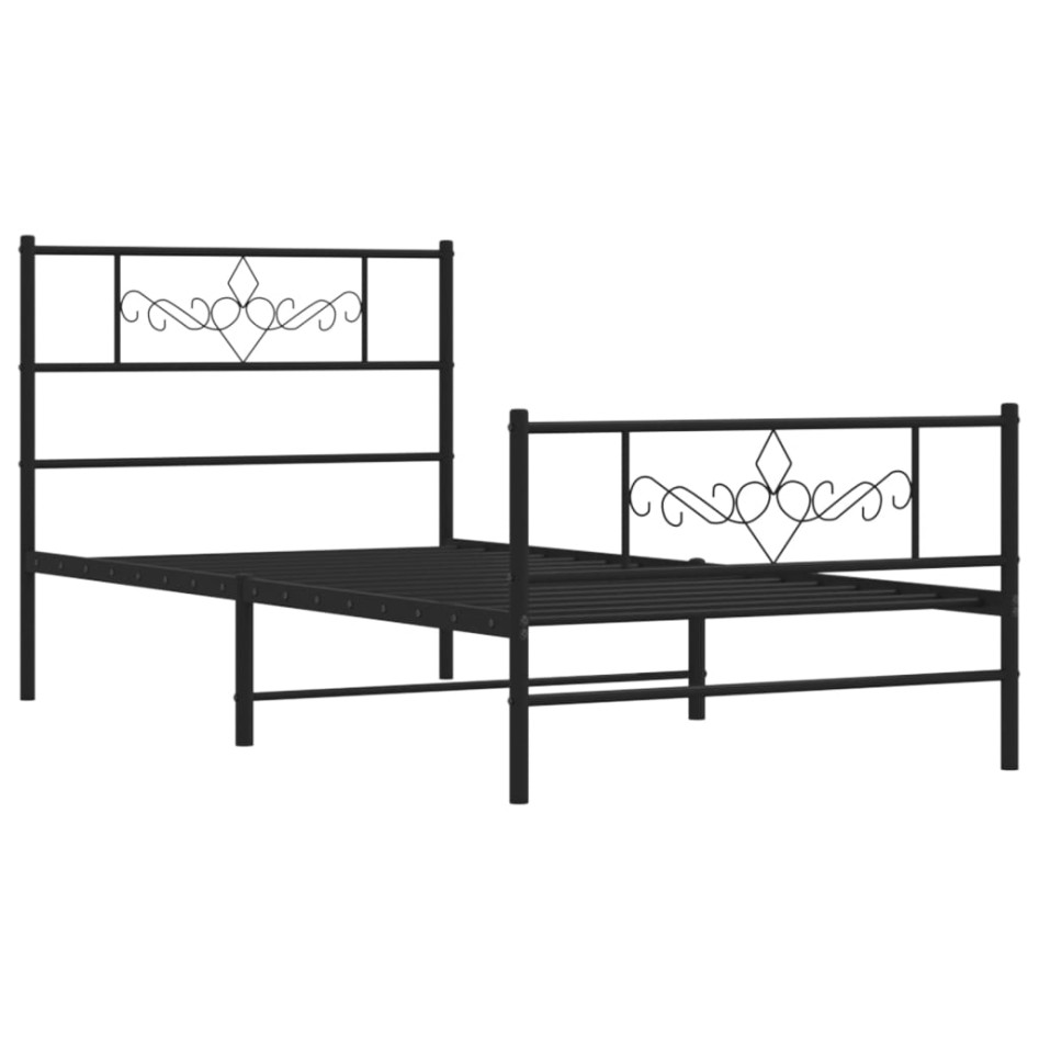 Estructura cama sin colchón con estribo metal negro 80x200