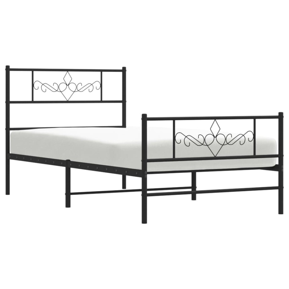 Estructura cama sin colchón con estribo metal negro 80x200