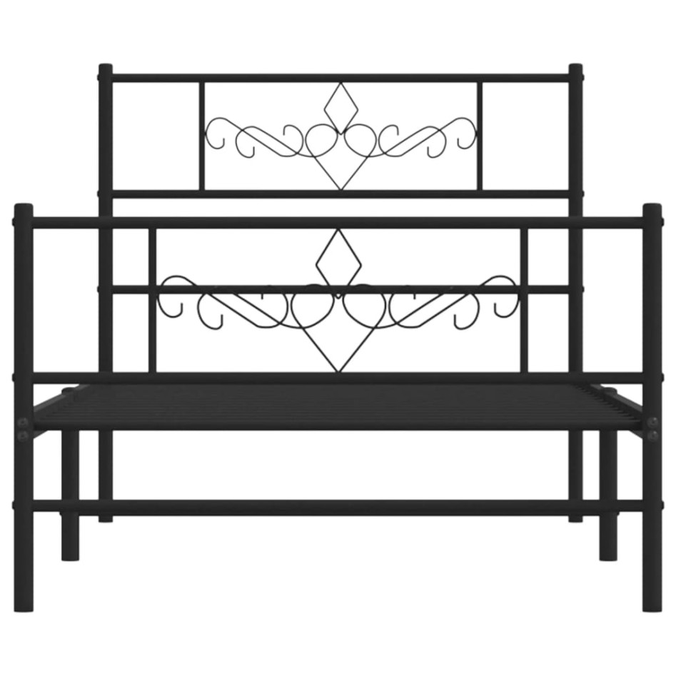 Estructura cama sin colchón con estribo metal negro 80x200