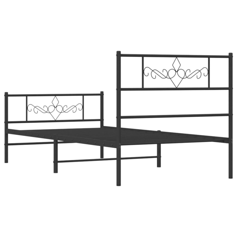 Estructura cama sin colchón con estribo metal negro 80x200