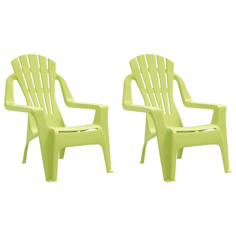 Sillas de jardín niños 2 uds aspecto madera PP verde